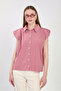 Women's Gingham Sleeveless Shirt - Red - 2