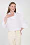 Women's front buckle truvakar sleeve blouse - white - 3