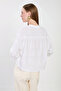 Women's front buckle truvakar sleeve blouse - white - 5