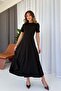 Steel Interlock Fabric Hidden Zipper Dress - Black