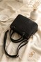 Zippered, Fastened, Knitted, Detailed Long Strap Handle Bag - Black