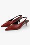 Women's Kaelis Red Leather Gold Buckle Detailed Mini Heeled Stiletto