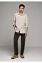 Regular Fit Shirt Neck Plain Men's Beige Long Sleeve Shirt - 3