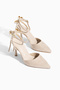 Beige Suede Back Bow Detailed Ankle Strap Women's Heeled Shoes - 5