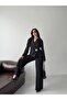 Women's Double-Breasted Collared Trouser Suit with Belt, Stylish Two-Piece Set - 3