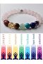 Real Natural Stone 7 Chakra Bracelet with Pink Quartz Stone