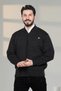 Anthracite Men's Dad and Middle-Aged Knitwear Steel Knit Lined Plain Acrylic Zipper Pocket Dad Cardigan