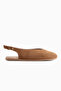 Avin Genuine Leather Tan Suede Women's Slingback Ballerinas - 2