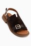 Cilia Genuine Leather Brown Suede Women's Sandals with Buckle Detail