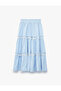 Bürümcük Fabric Lace Detailed Bell Cut Layered Gingham Midi Skirt - 3