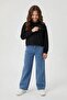 Black Floral Embroidered Girls' 2-Piece Set with Badi Jean Pants 24158 - 4