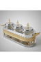 Premium 3-Piece Glass Candy Jar Set with Gold & Silver Metal Stand and Elegant Decorative Lids