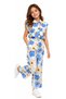 Girls' Floral Print Button Closure Elastic Waist T-Shirt Wide Leg Floral Print Pants Stylish Two-Piece Set - 2