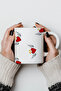 Heart Patterned 330ml Printed White Ceramic Mug Cup - 5