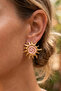 Gold Pink Enamel Güneş Premium Steel Earrings - 3