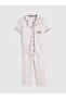 Shirt Collar Striped Women's Pajama Set (S6) - 5