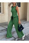 Women's Sleeveless V-Neck Buttoned Vest and Pants Two-Piece Set - 2