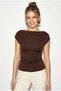 Women's Black Coffee Blue Degaje Collar Side Gathered Detailed Lycra Triple Blouse 6157 60286227 - 5