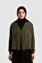 Tencel V-Neck Buttoned Jacket Khaki