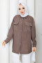 Women's Stone Embellished Pocketed Shirt Tunic