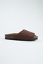 June Women's Vegan Leather Single Strap Brown Slippers - 2