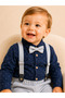 Baby Boy 100% Cotton 4 Piece Salopet Suit Wedding Birthday Party - 5