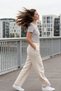 Women's White Navy Blue Striped Basic T-Shirt Crew Neck Soft Textured Casual T-Shirt - 4