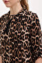 Women's Lace-Up Collar Striped Pattern Viscose Brown Tunic - 3