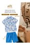 100% Cotton Linen Shirt Gabardine Pocket Shorts Set 3-6 Years Blue - 5