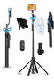 A7 AI Face Tracking Tripod with Gesture Control, 360° Rotating Selfie Stick, Adjustable Stand for iPhone & Android, Great for Video Recording, Content Create, Live Streaming