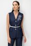 Floral Embroidered Vest with Belted Waist