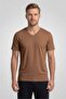 Men's Brown Bambo V-Neck Half Sleeve T-Shirt - 2