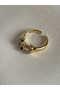 Gold Color Zircon Stone Sun Detailed Adjustable Ring - 2