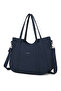 Navy Blue Large Size Shopper Design Lightweight Fabric Women's Shoulder Bag - 2