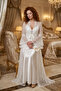 Luxury Lace Satin Bridal Nightgown Set - Spanish Sleeve Long Dressing Gown - 3