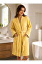 Cotton Kimono Bathrobe with Shepherd's Stitch Detail, Belted, with Pockets, Soft Textured