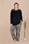Patterned Plus Size Long Sleeve Pajama Set