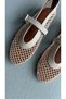 Cody Beige Suede Ballerinas with Large Mesh Belt Detail