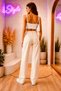 Women's Beige Lycra Super High Waist Loose Leg Denim Palazzo Trousers - 3