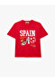 Comfortable Fit Crew Neck Short Sleeve Football Themed Printed T-Shirt - 4