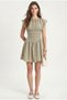 Women's Evora Waist Corset Detail Back Elastic Woven Short Khaki Dress - 4