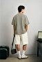 Unisex Gray Oversize 100% Cotton Front Printed Crew Neck Street Style T-Shirt Creative - 3