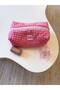 Pink Gingham Makeup Bag Large Size Zippered Portfolio Bag - 3