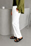 Men's White Comfortable Fit Elastic Waist Linen Look Baggy Trousers - 3