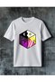 Night and Day Colorful Box Printed Oversize T-Shirt