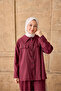 Women's Double Pocket Look Button Detail Suit Burgundy - 3