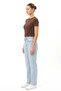 Women's stone detailed short sleeve crop blouse brown - 2
