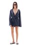 Soft Cotton Women's Beach Dress - Long Sleeve Mini Kimono Pareo - 5