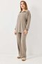 Women's brown polo collar with bias detail modal fabric bottom top set stone - 3