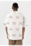 Patterned Short Sleeve Pocketless Oversize Shirt - 5